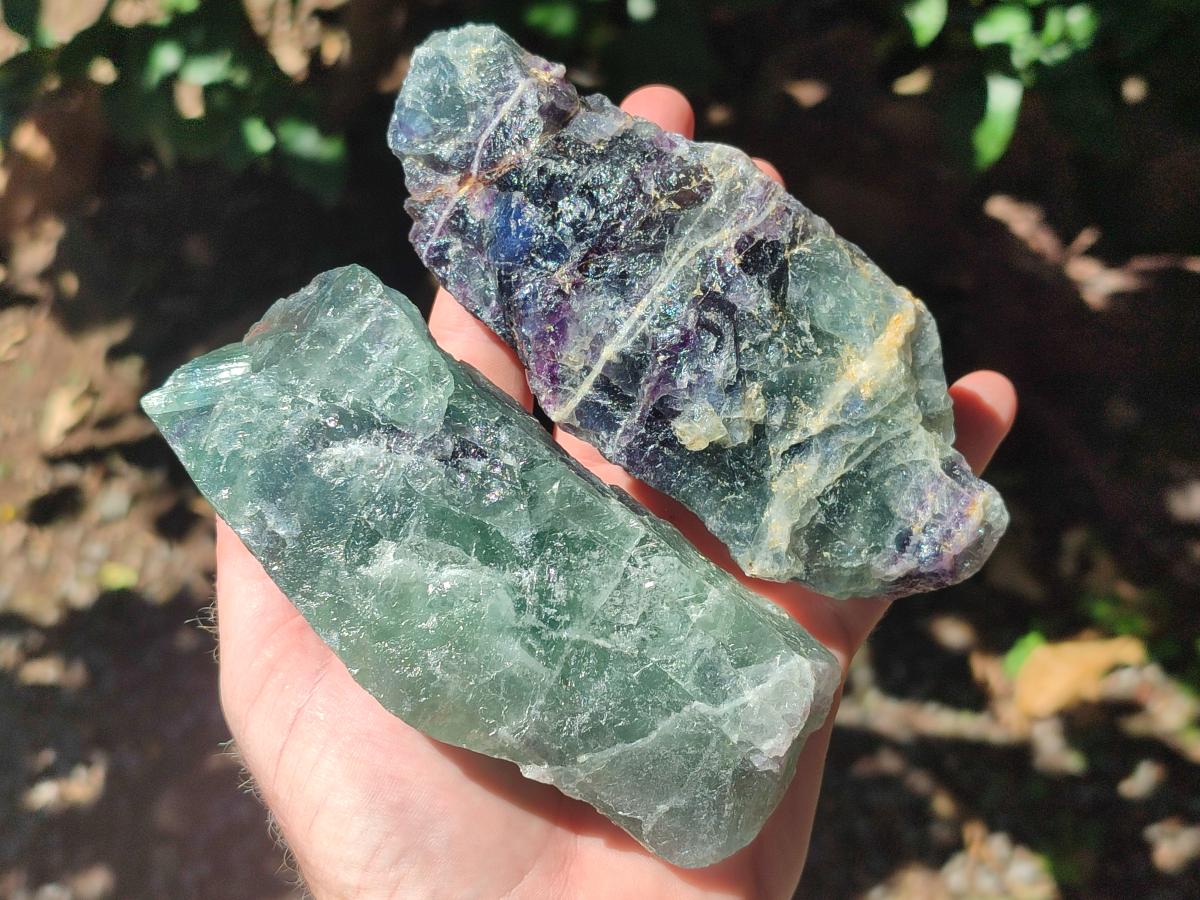 Natural Watermelon Fluorite Cobbed Specimens x 6 From Uis, Namibia - Toprock Gemstones and Minerals 