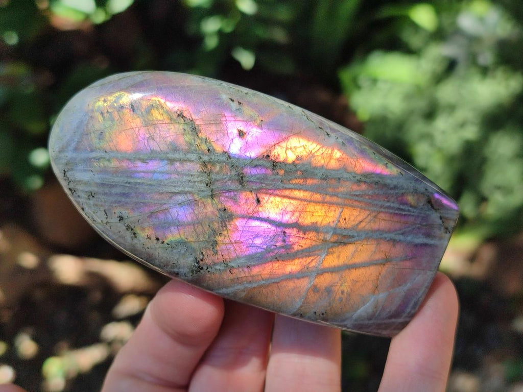Polished Rare Purple Sunset Flash Labradorite Standing Free Forms x 3 From Madagascar - Toprock Gemstones and Minerals 