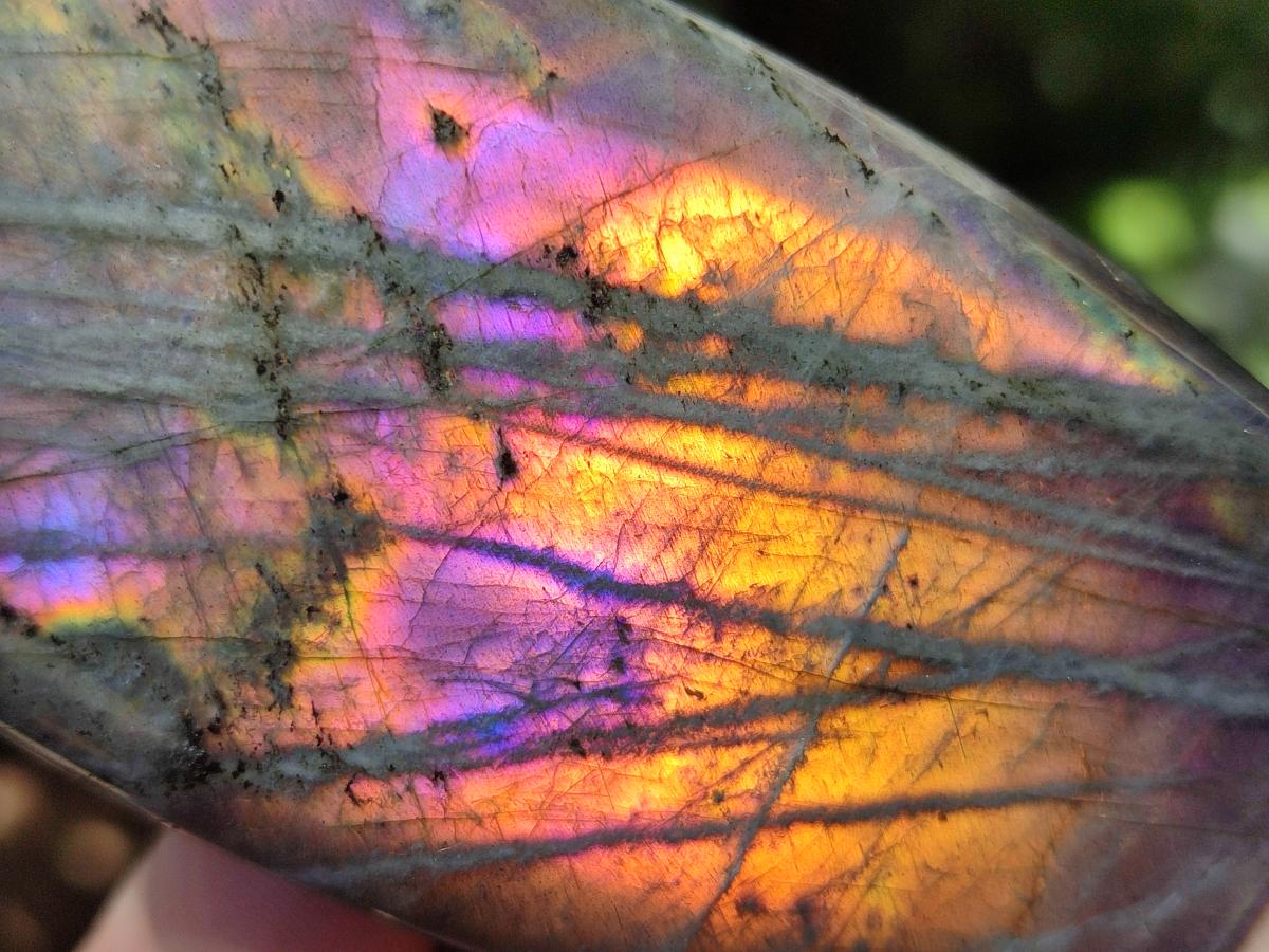 Polished Rare Purple Sunset Flash Labradorite Standing Free Forms x 3 From Madagascar - Toprock Gemstones and Minerals 