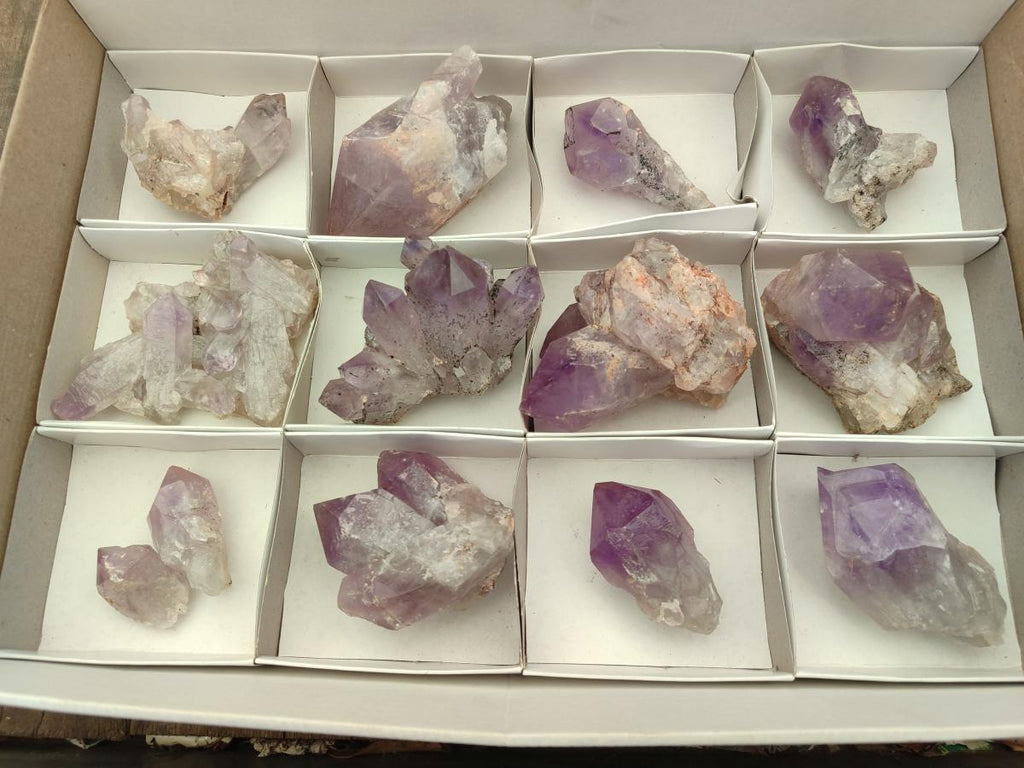 Natural Jacaranda Amethyst Crystal Clusters and Crystals x 12 From Mumbwa, Zambia - Toprock Gemstones and Minerals 