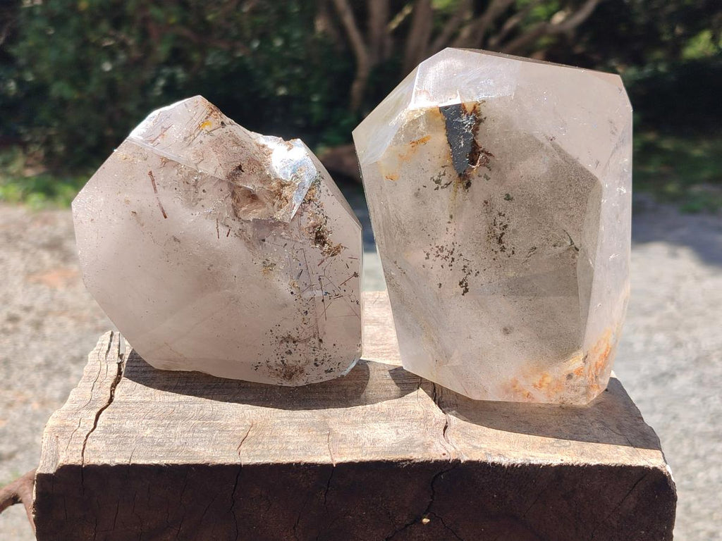 Polished Quartz Crystals with Rutile Inclusions x 2 From Madagascar - Toprock Gemstones and Minerals 