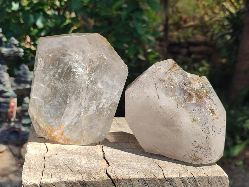 Polished Quartz Crystals with Rutile Inclusions x 2 From Madagascar - Toprock Gemstones and Minerals 