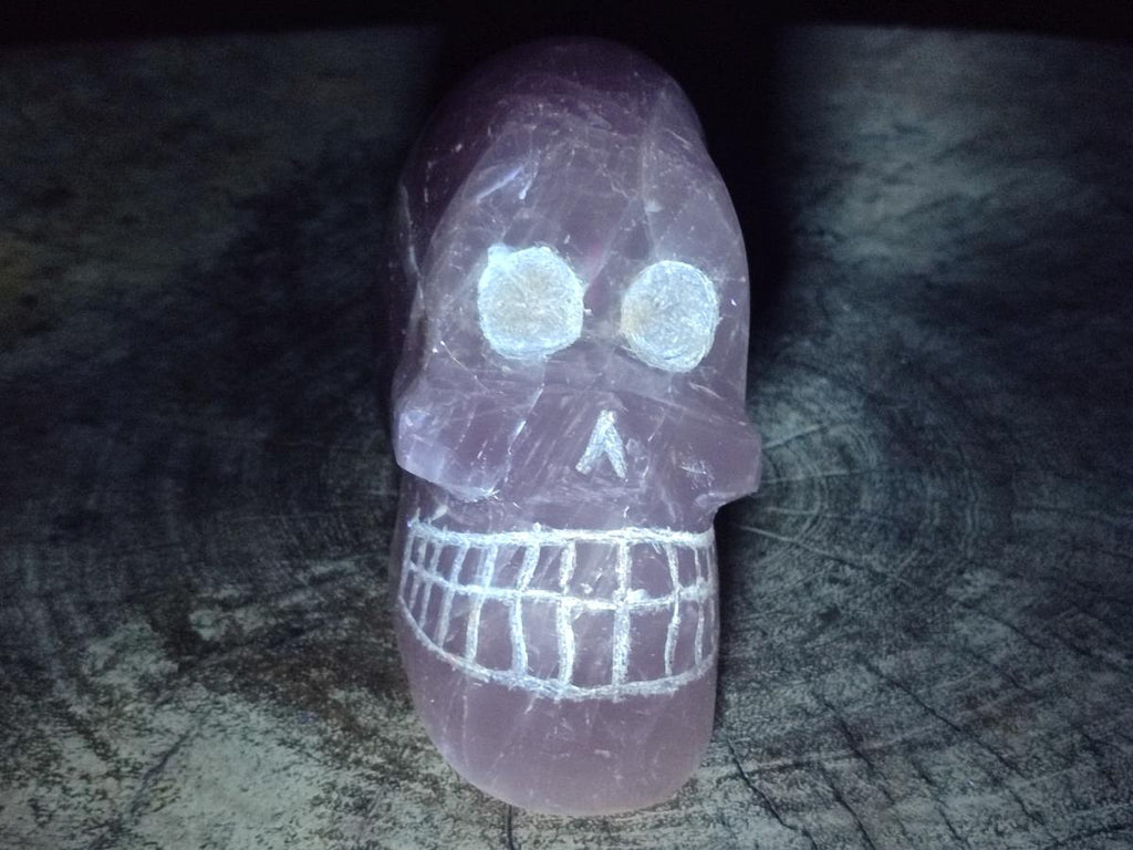 Hand Made Gemmy Rose Quartz Skull Carving x 1 From Madagascar - Toprock Gemstones and Minerals 