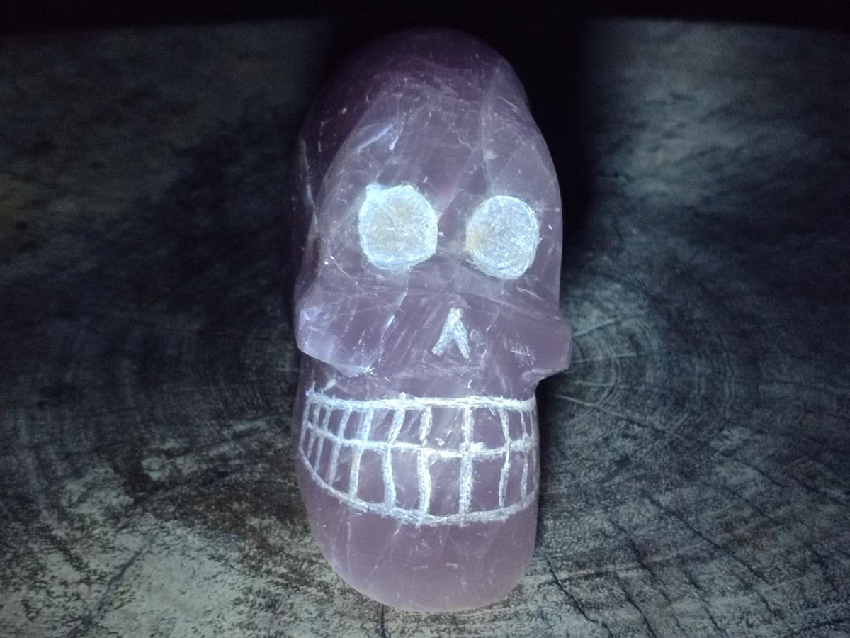 Hand Made Gemmy Rose Quartz Skull Carving x 1 From Madagascar - Toprock Gemstones and Minerals 