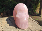 Hand Made Gemmy Rose Quartz Skull Carving x 1 From Madagascar - Toprock Gemstones and Minerals 