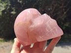 Hand Made Gemmy Rose Quartz Skull Carving x 1 From Madagascar - Toprock Gemstones and Minerals 