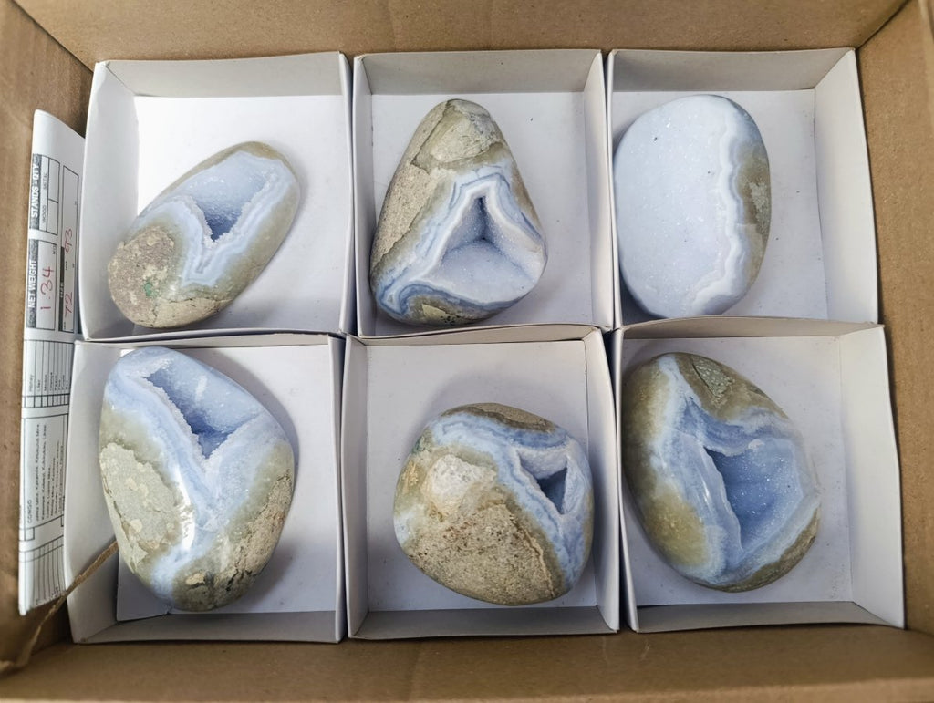 Polished Blue Lace Agate Free Forms x 6 From Nsanje, Malawi - Toprock Gemstones and Minerals 