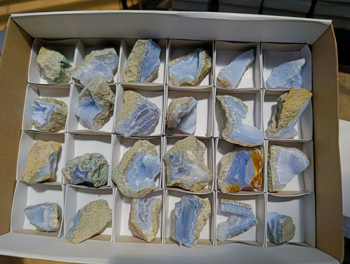 Natural Blue Lace Agate Geodes and Cluster Specimens x 24 From Nsanje, Malawi - Toprock Gemstones and Minerals 