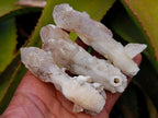 Natural Drusy Quartz Coated Spearhead Calcite Crystals x 12 From Albert's Mountain, Lesotho - Toprock Gemstones and Minerals 
