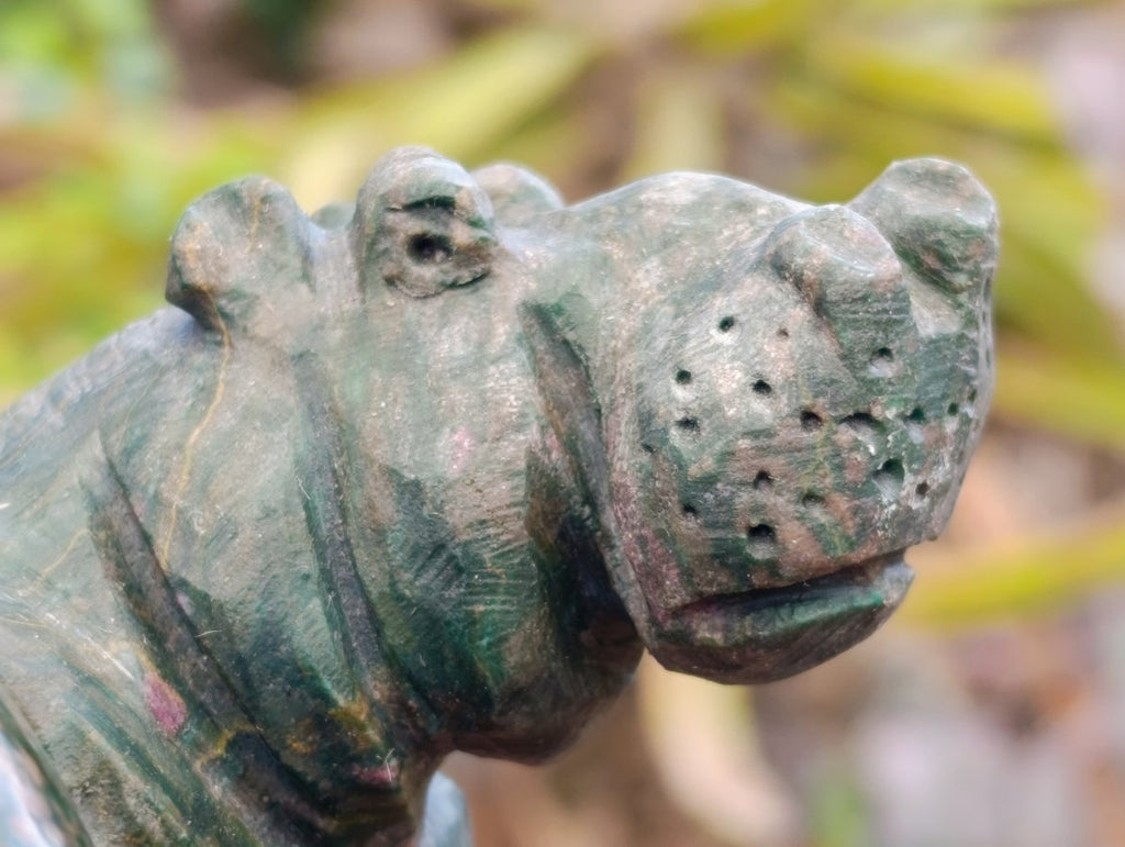 Hand Made Verdite Hippo Carvings x 3 From Zimbabwe - Toprock Gemstones and Minerals 