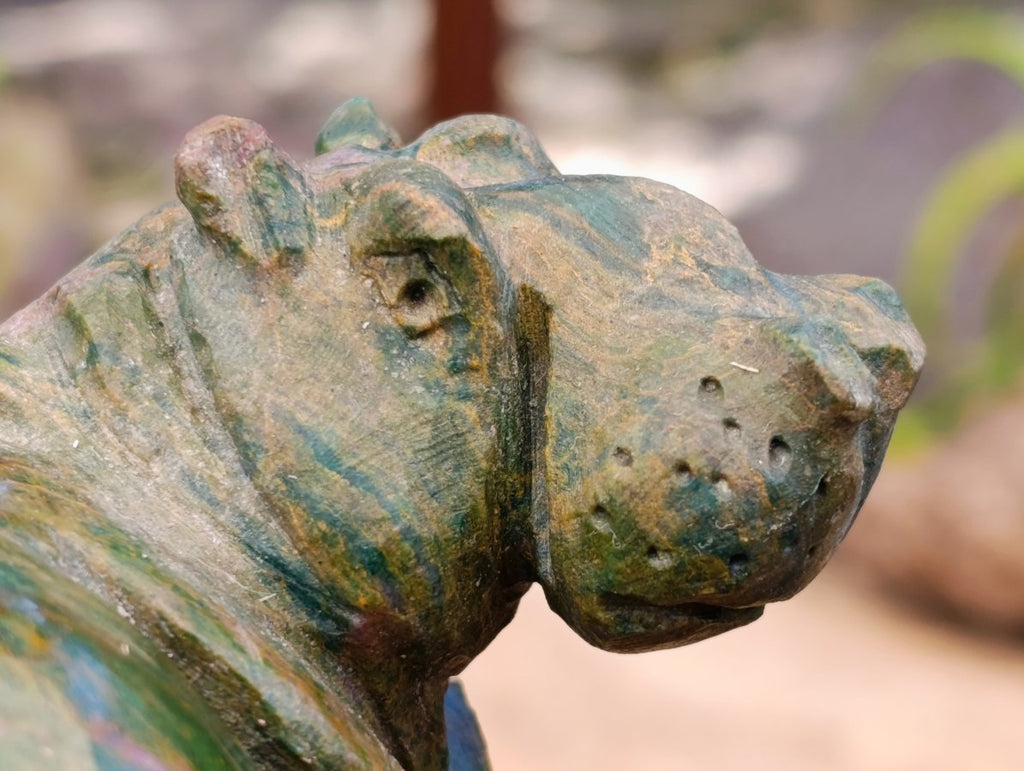 Hand Made Verdite Hippo Carvings x 3 From Zimbabwe - Toprock Gemstones and Minerals 