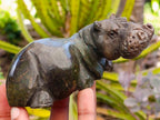 Hand Made Verdite Hippo Carvings x 3 From Zimbabwe - Toprock Gemstones and Minerals 