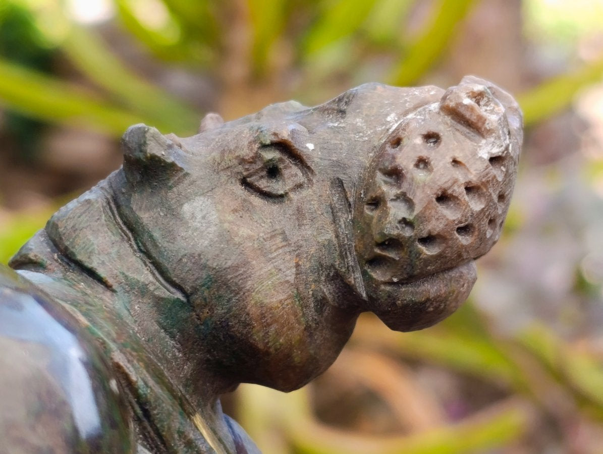 Hand Made Verdite Hippo Carvings x 3 From Zimbabwe - Toprock Gemstones and Minerals 