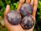 Polished Lepidolite With Pink Rubellite Palm Stones x 24 From Ambatondrazaka, Madagascar - Toprock Gemstones and Minerals 