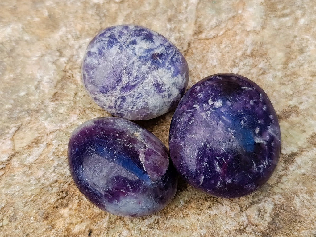 Polished Lepidolite With Pink Rubellite Palm Stones x 24 From Ambatondrazaka, Madagascar - Toprock Gemstones and Minerals 
