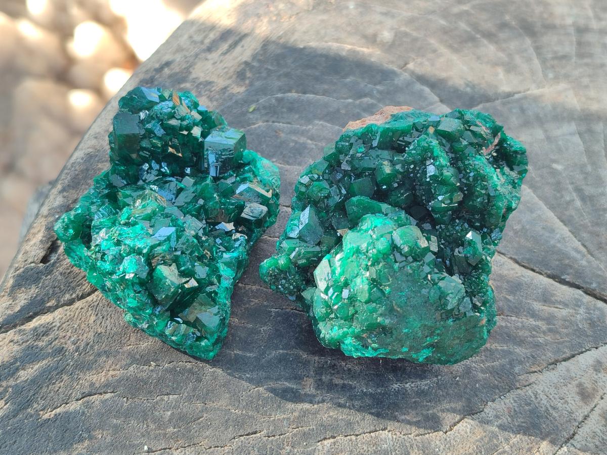 Natural Dioptase on Dolomite Specimens x 3 From Likasi, Congo - Toprock Gemstones and Minerals 