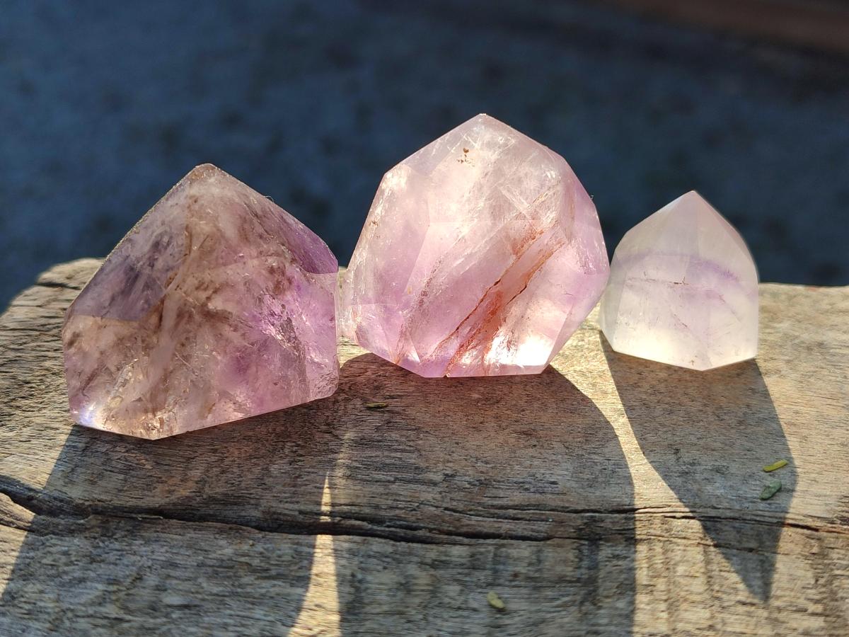 Polished Amethyst Window Crystals x 20 From Akansobe, Madagascar - Toprock Gemstones and Minerals 