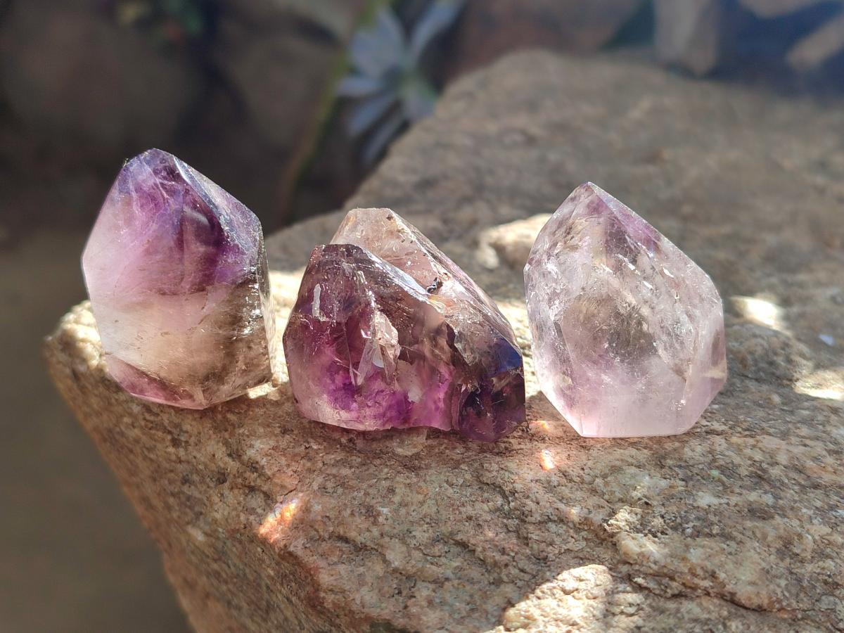 Polished Amethyst Window Crystals x 20 From Akansobe, Madagascar - Toprock Gemstones and Minerals 