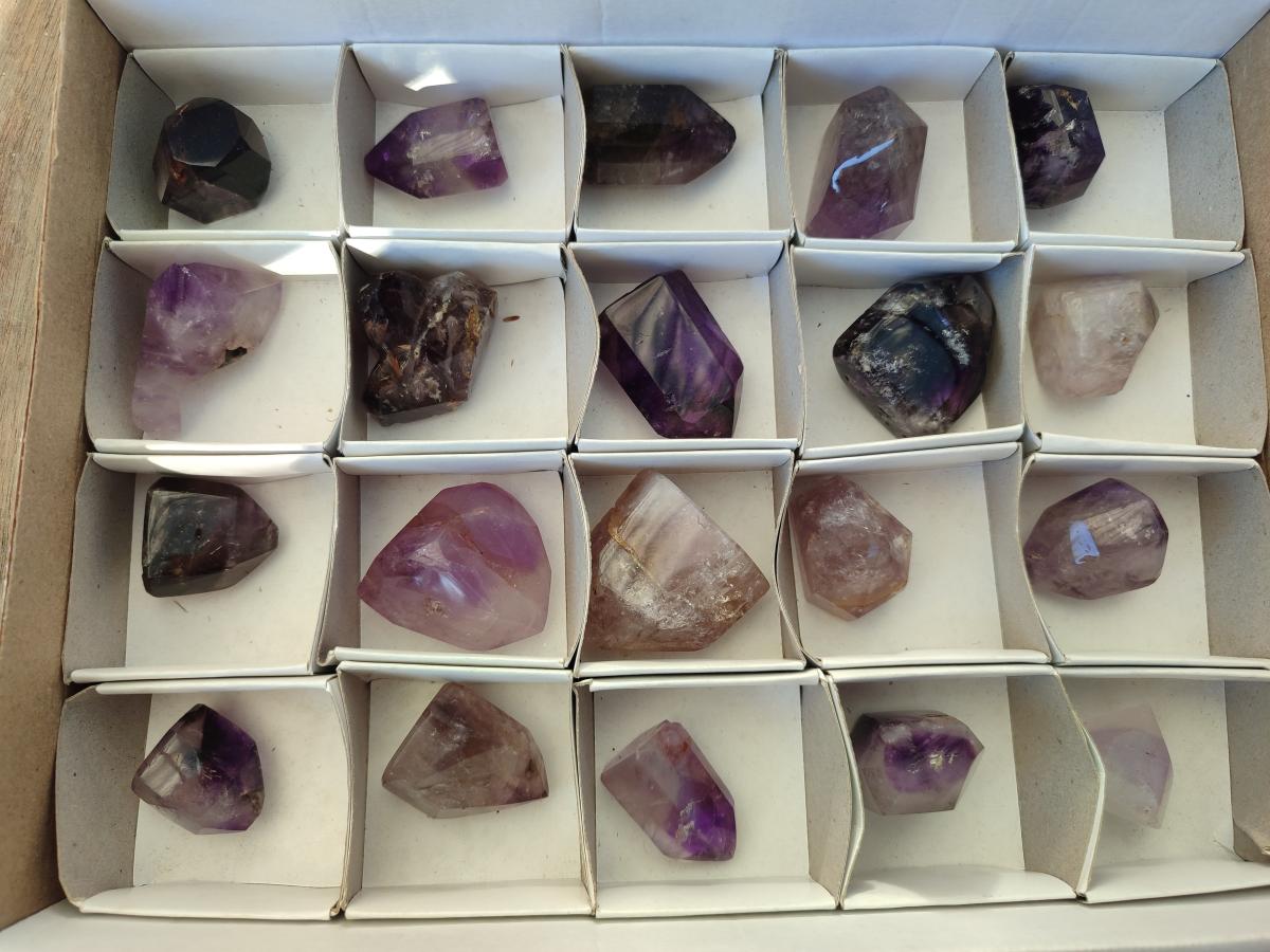 Polished Amethyst Window Crystals x 20 From Akansobe, Madagascar - Toprock Gemstones and Minerals 