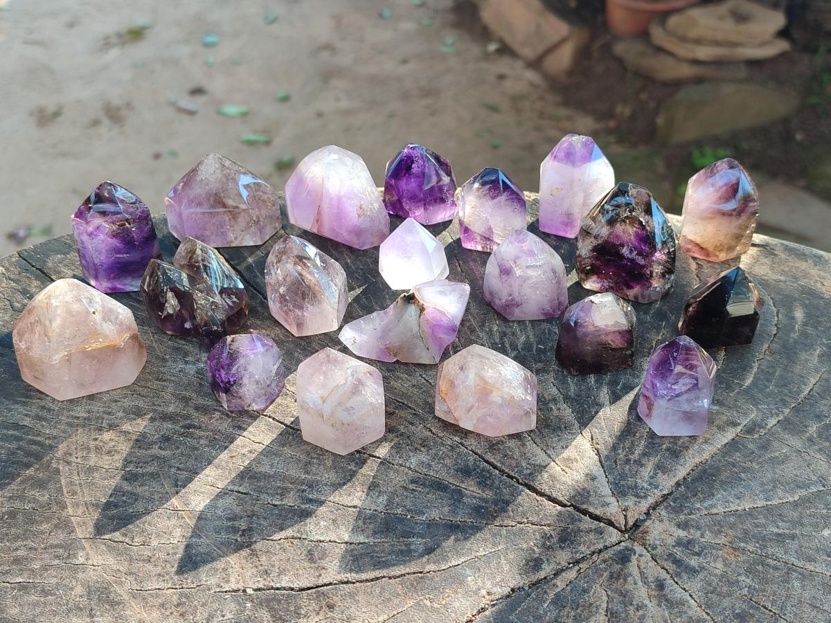 Polished Amethyst Window Crystals x 20 From Akansobe, Madagascar - Toprock Gemstones and Minerals 