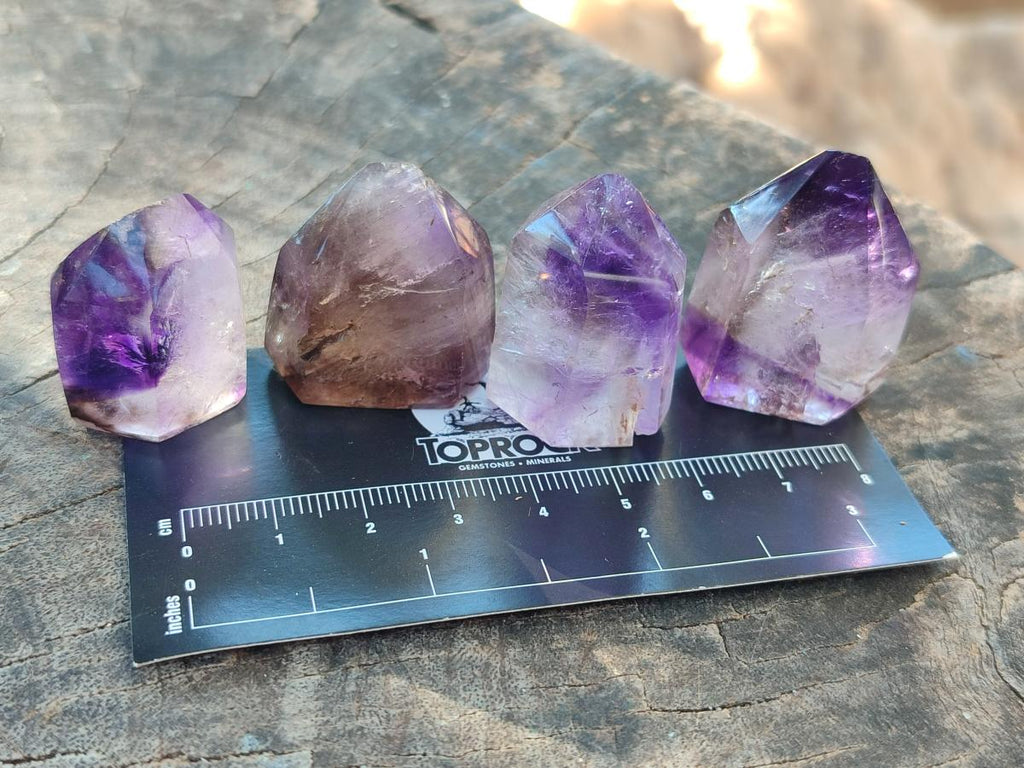 Polished Amethyst Window Crystals x 20 From Akansobe, Madagascar - Toprock Gemstones and Minerals 