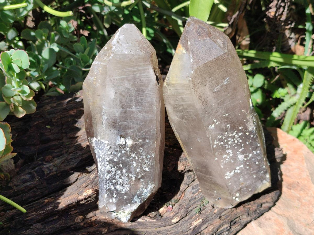 Natural XL Smokey Quartz Crystals with Hyalite Opal x 2 From Erongo, Namibia - Toprock Gemstones and Minerals 