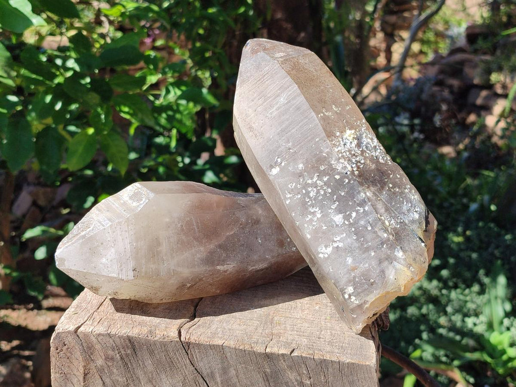 Natural XL Smokey Quartz Crystals with Hyalite Opal x 2 From Erongo, Namibia - Toprock Gemstones and Minerals 