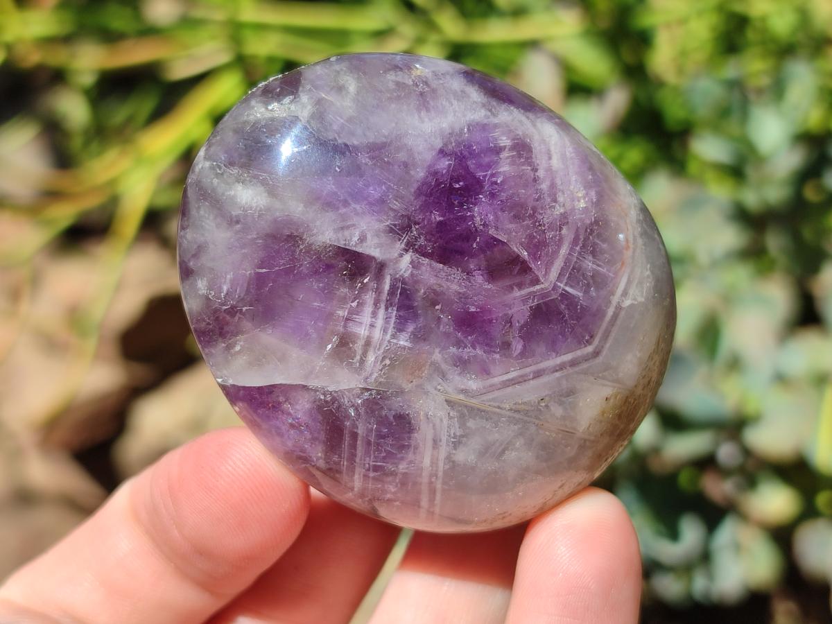 Polished Chevron Amethyst Galets x 24 From Madagascar - Toprock Gemstones and Minerals 