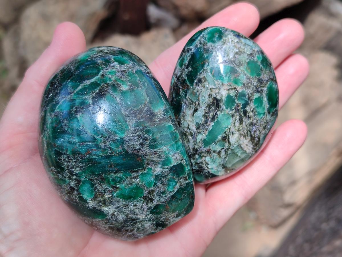 Polished Emerald Mica 'Mutokolite' Standing Free Forms x 4 From Mutoko, Zimbabwe - Toprock Gemstones and Minerals 