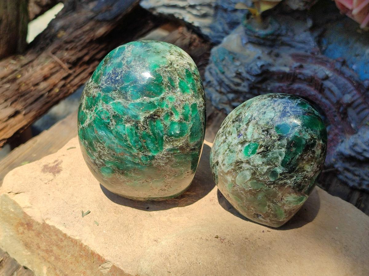 Polished Emerald Mica 'Mutokolite' Standing Free Forms x 4 From Mutoko, Zimbabwe - Toprock Gemstones and Minerals 