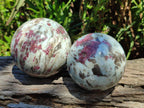 Polished Rubellite Pink Tourmaline Spheres x 2 From Ambatondrazaka, Madagascar - Toprock Gemstones and Minerals 