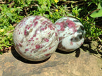 Polished Rubellite Pink Tourmaline Spheres x 2 From Ambatondrazaka, Madagascar - Toprock Gemstones and Minerals 