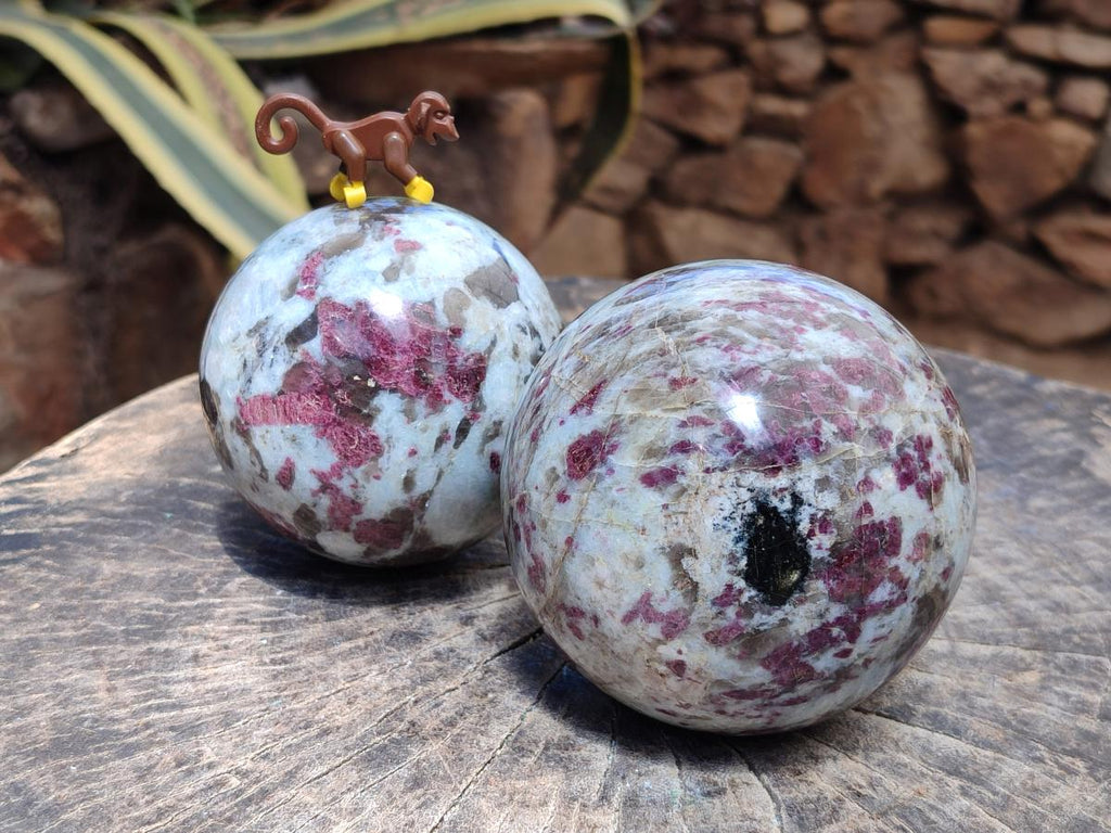 Polished Rubellite Pink Tourmaline Spheres x 2 From Ambatondrazaka, Madagascar - Toprock Gemstones and Minerals 