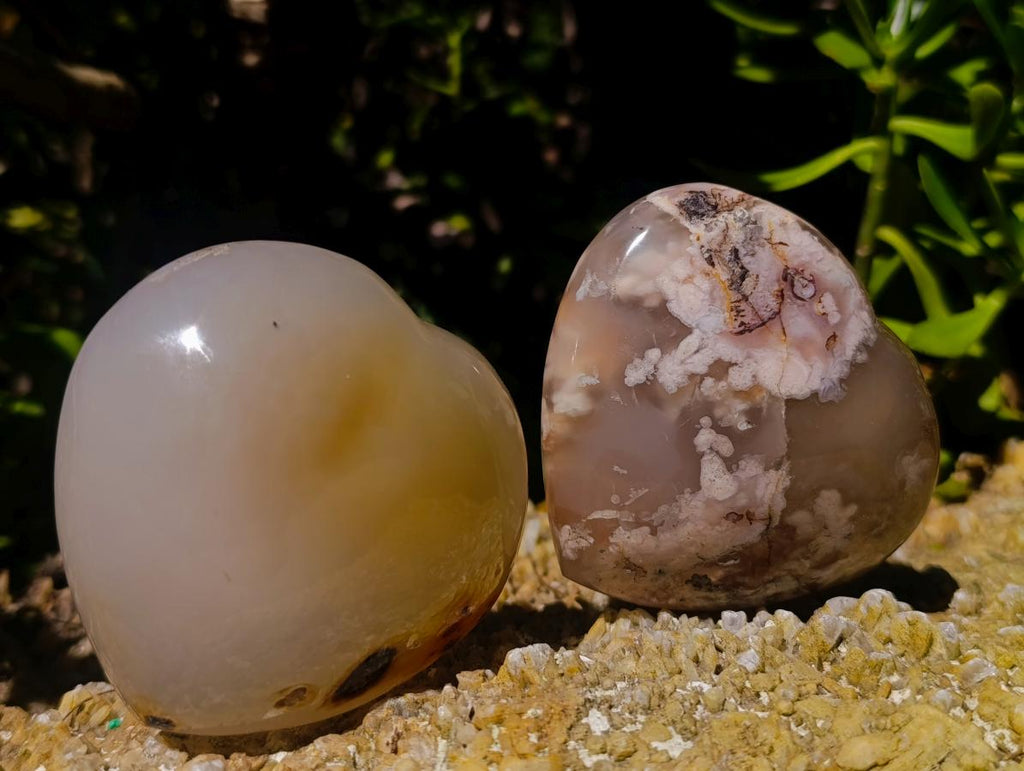 Polished Flower Agate Hearts x 12 From Antsahalova, Madagascar - Toprock Gemstones and Minerals 