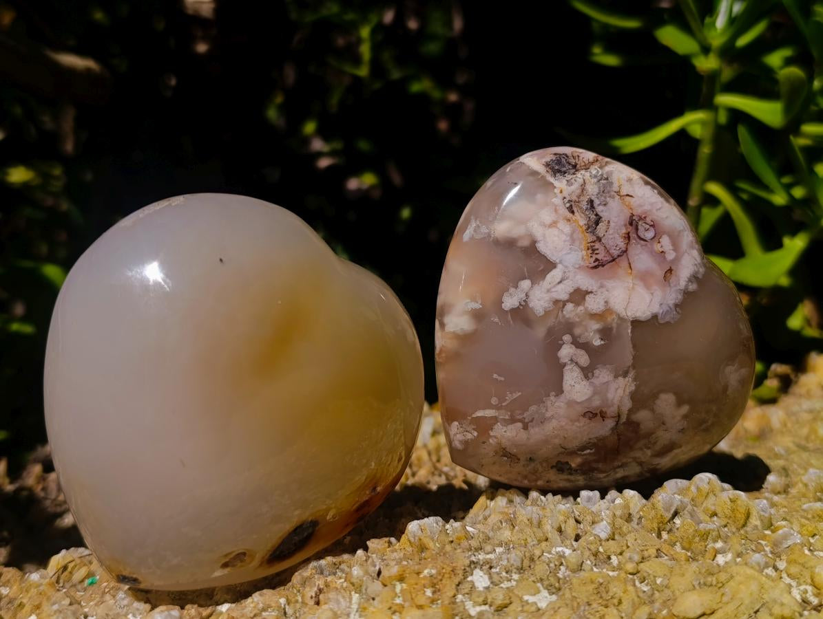 Polished Flower Agate Hearts x 12 From Antsahalova, Madagascar - Toprock Gemstones and Minerals 