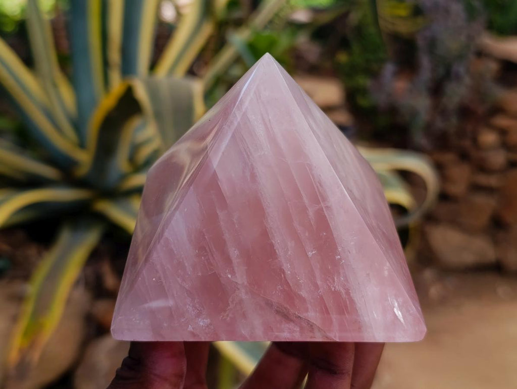 Polished Gemmy Rose Quartz Pyramids x 3 From Madagascar - Toprock Gemstones and Minerals 