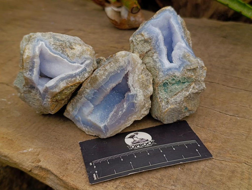 Natural Blue Lace Agate Geode Specimens x 12 From Nsanje, Malawi - Toprock Gemstones and Minerals 
