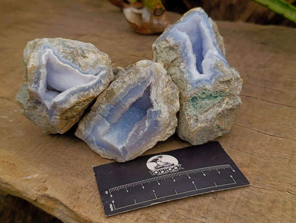 Natural Blue Lace Agate Geode Specimens x 12 From Nsanje, Malawi - Toprock Gemstones and Minerals 