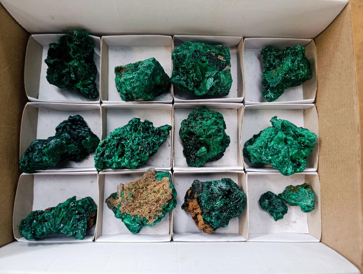 Natural Silky Malachite Specimens x 13 From Kasompe, Congo - Toprock Gemstones and Minerals 