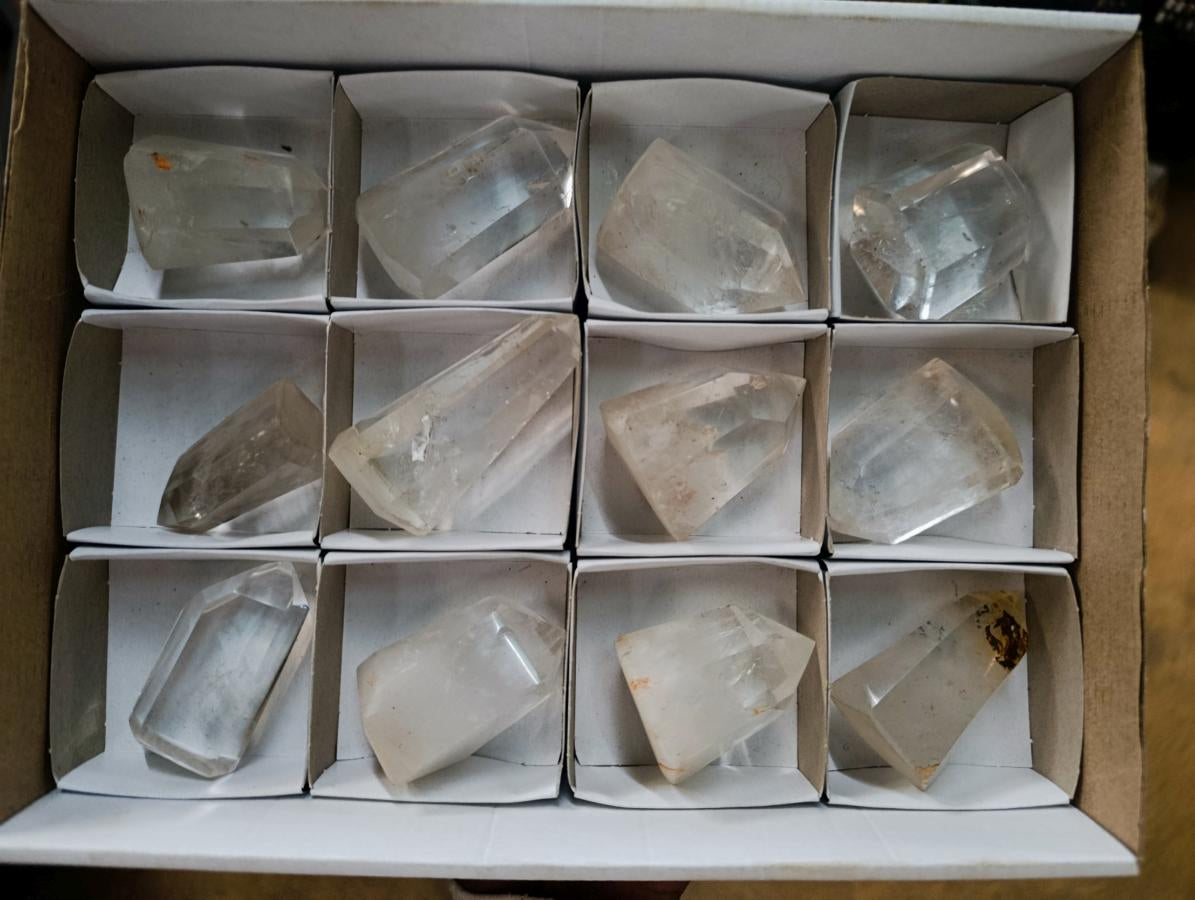 Polished Clear Quartz Display Crystals x 12 From Madagascar - Toprock Gemstones and Minerals 