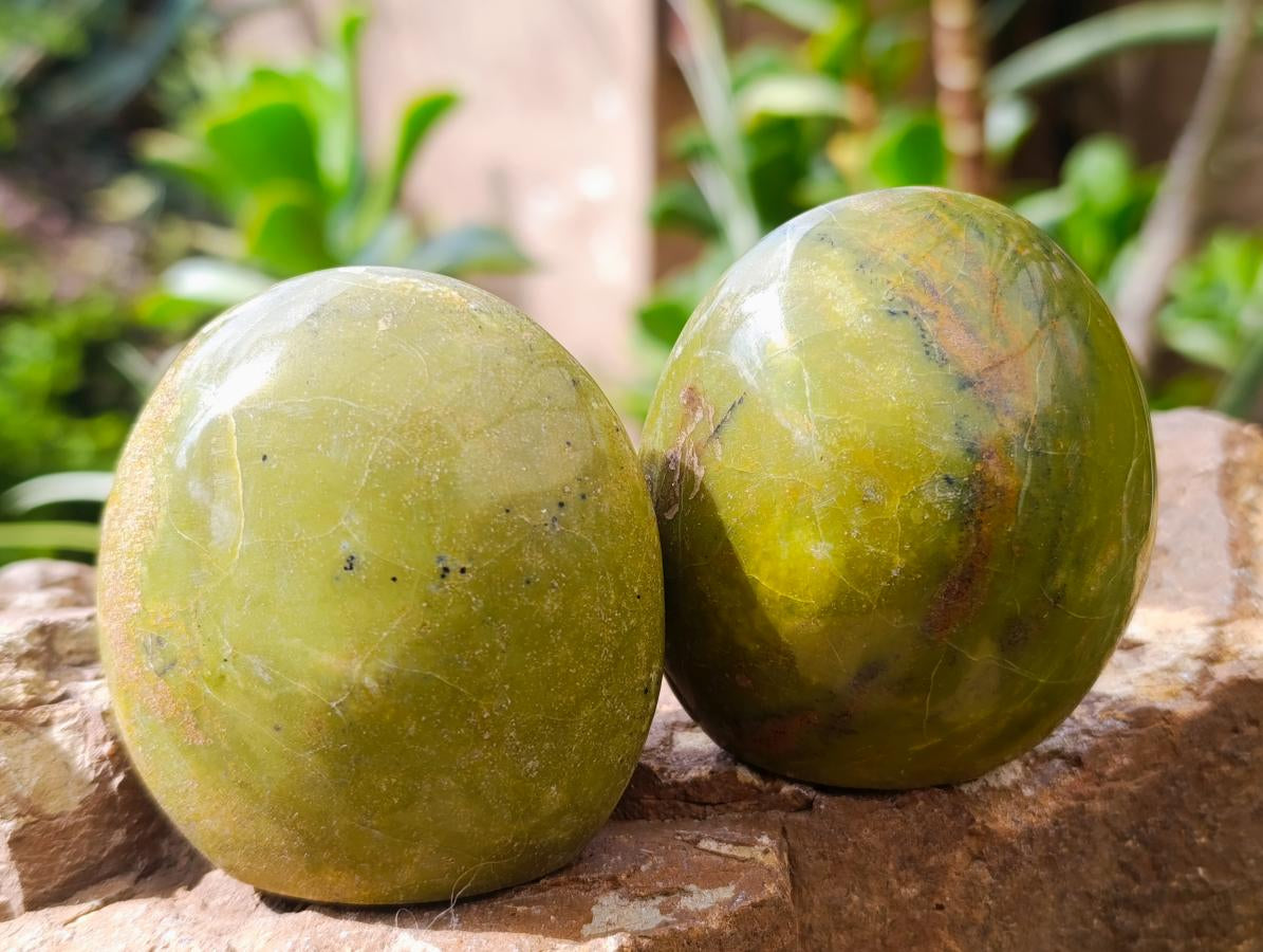 Polished Green Opal Standing Free Forms x 12 From Betroka, Madagascar - Toprock Gemstones and Minerals 