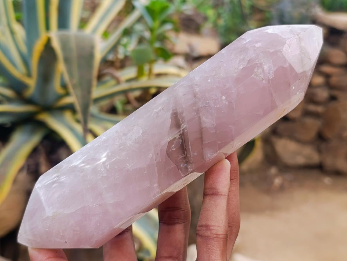 Polished Double Terminated Gemmy Rose Quartz Crystals x 3 From Madagascar - Toprock Gemstones and Minerals 