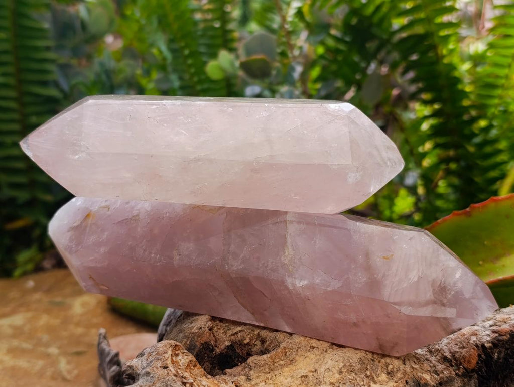 Polished Double Terminated Gemmy Rose Quartz Crystals x 3 From Madagascar - Toprock Gemstones and Minerals 