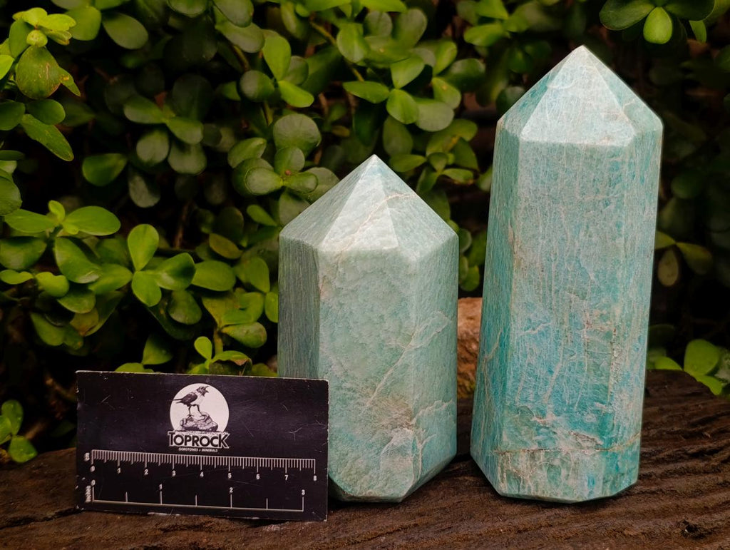 Polished Amazonite Crystal Points x 2 From Madagascar - Toprock Gemstones and Minerals 
