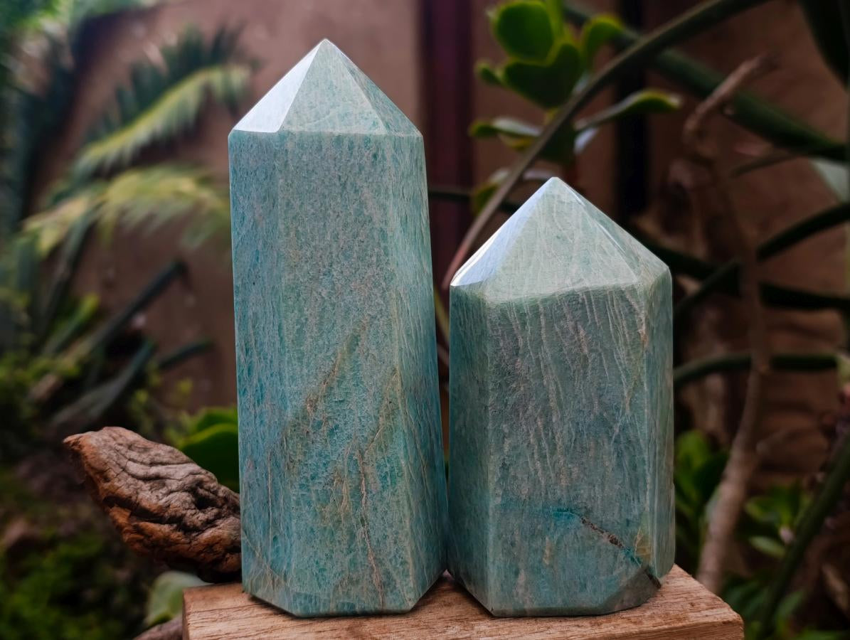 Polished Amazonite Crystal Points x 2 From Madagascar - Toprock Gemstones and Minerals 
