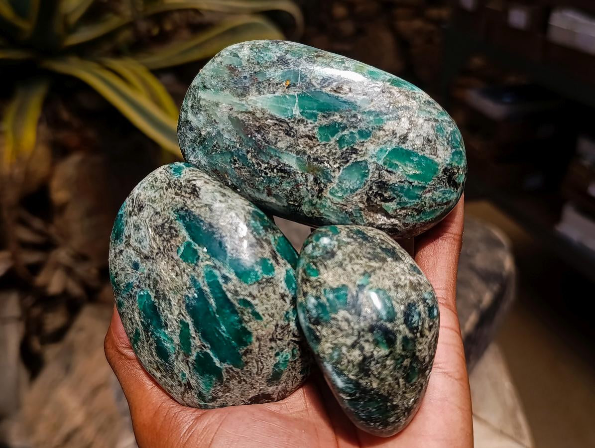 Polished Emerald Mica 'Mutokolite' Free Forms x 6 From Mutoko, Zimbabwe - Toprock Gemstones and Minerals 