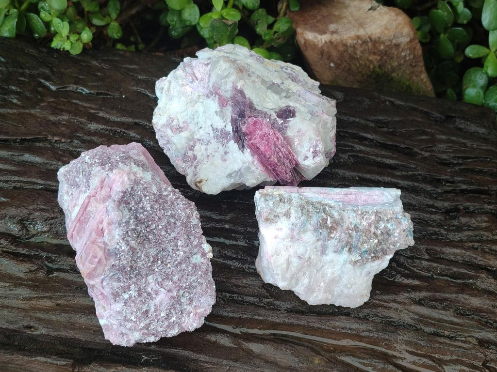 Natural Pink Rubellite Tourmaline Specimens x 3 From Karibib, Namibia - Toprock Gemstones and Minerals 