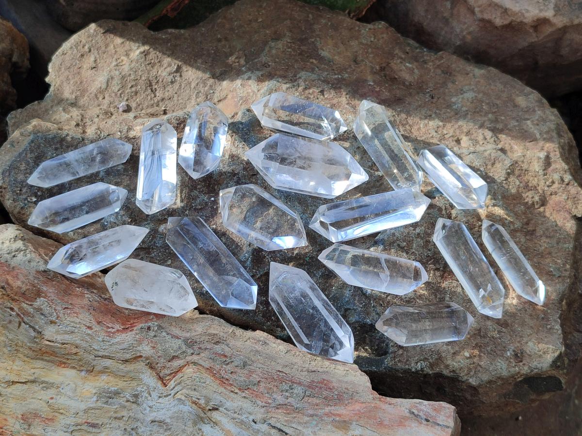 Polished Double Terminated Clear Quartz Crystals x 20 From Madagascar - Toprock Gemstones and Minerals 