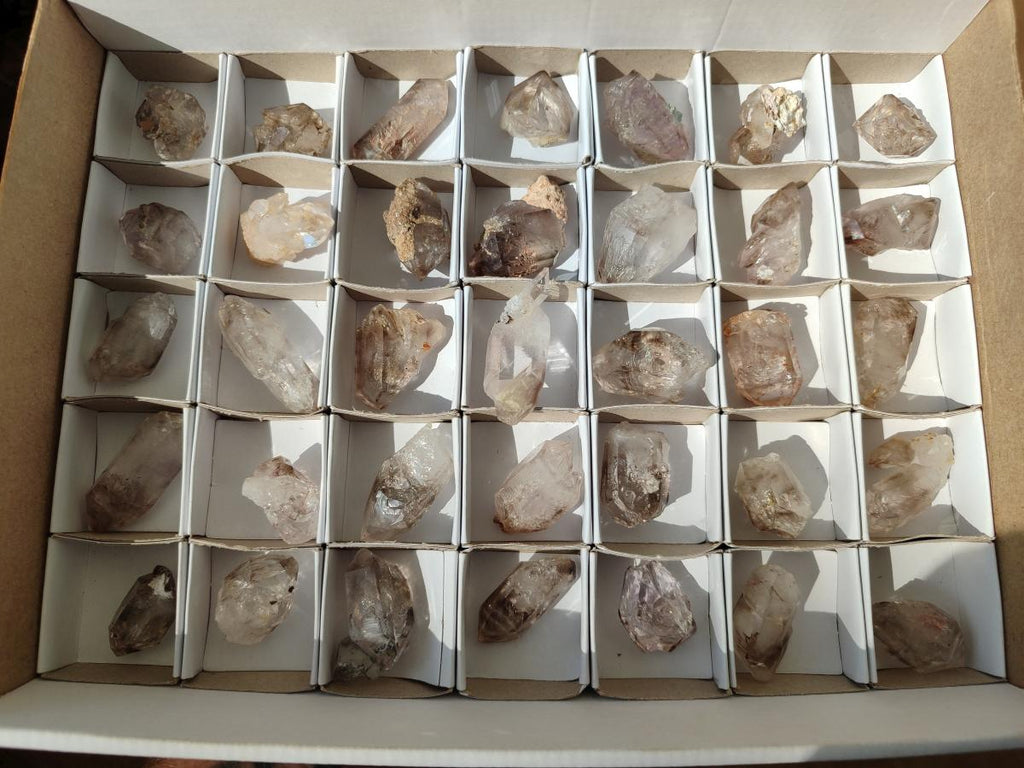 Natural Smokey Window Quartz Crystals x 35 From Brandberg, Namibia - Toprock Gemstones and Minerals 