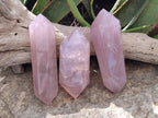 Polished Double Terminated Gemmy Rose Quartz Crystals x 3 From Madagascar - Toprock Gemstones and Minerals 